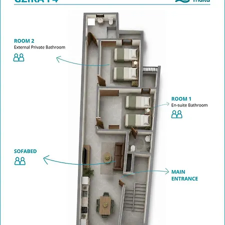 Gzr F4 Spacious In The Heart Of Malta شقة Gzira